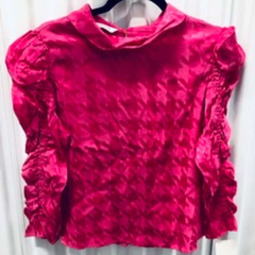 New ZARA Rushed Houndtooth Top Blouse, M